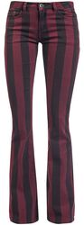 Grace - Musta/punainen raidalliset housut, Gothicana by EMP, Kangashousut