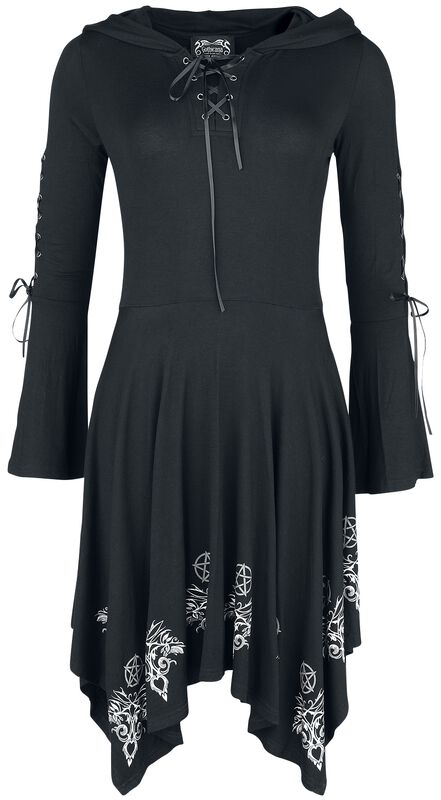 Gothicana X Anne Stokes - Dress with tapered skirt and occult print