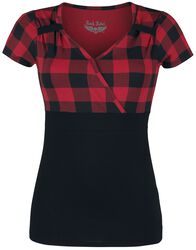 Musta/punainen T-paita rockabilly-tyyliin, Rock Rebel by EMP, T-paita