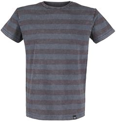Harmaa T-paita vaakaraidoilla ja pyöreällä pääntiellä, Black Premium by EMP, T-paita