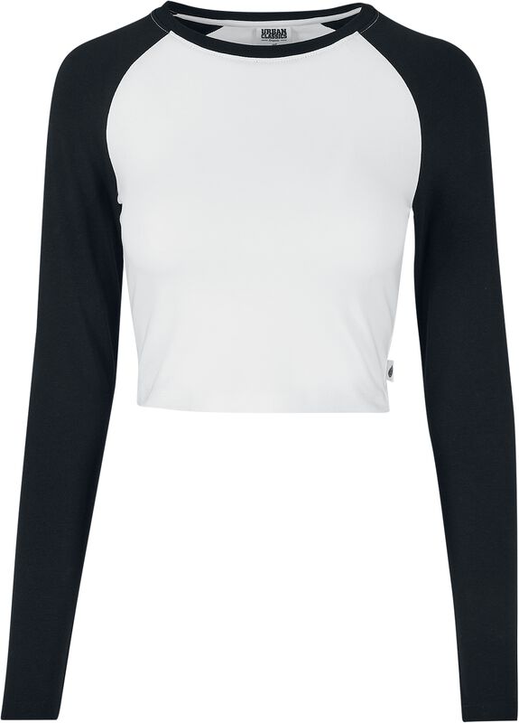 Ladies’ organic cropped retro long-sleeved baseball top pitkähihainen paita