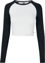 Ladies’ organic cropped retro long-sleeved baseball top pitkähihainen paita, Urban Classics, Pitkähihainen paita