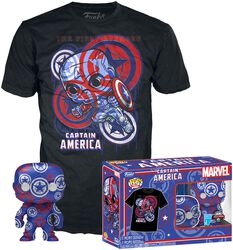 Marvel Patriotic Age - Captain America (Art Series) - Pop!-figuuri & T-paita, Captain America, Funko Pop! -figuuri
