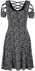 Mekko nyöreillä ja kelttityylisillä painatuksilla, Black Premium by EMP, Lyhyt mekko