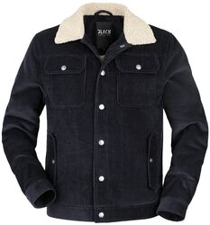 Corduroy Jacket With Teddy Fur, Black Premium by EMP, Välikausitakki