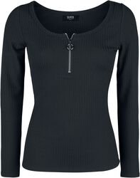 Musta pitkähihainen paita vetoketjullisella pääntiellä, Black Premium by EMP, Pitkähihainen paita
