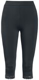 Mustat 3/4 leggingsit pitsisillä lahkeensuilla, Black Premium by EMP, Leggingsit