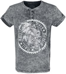 Vintage-tyylinen T-paita napillisella kaula-aukolla, Rock Rebel by EMP, T-paita