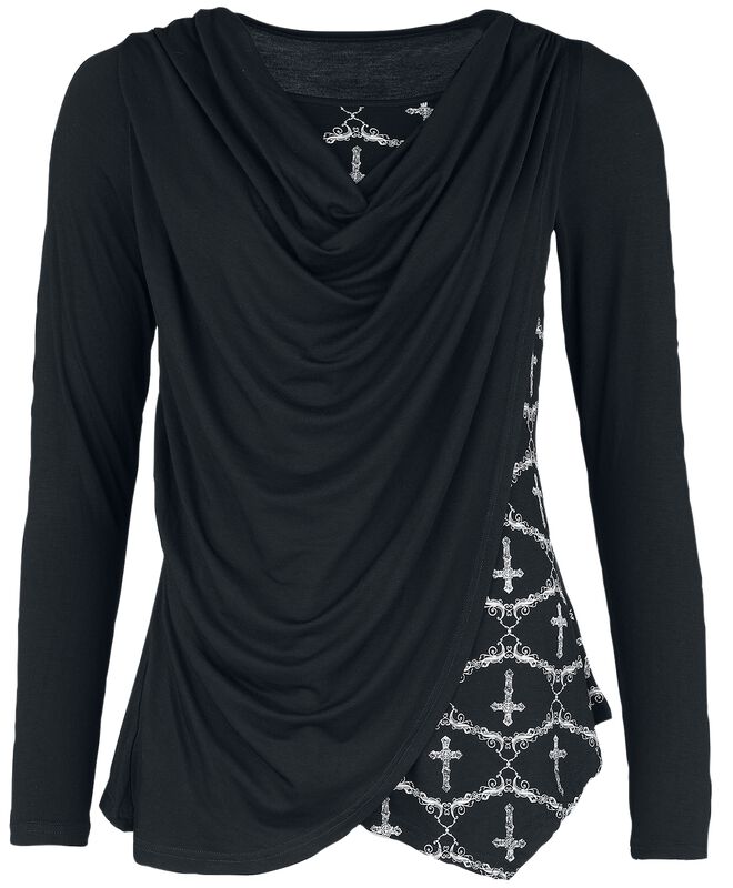 Gothicana X Anne Stokes - Long-sleeved top in double-layer look