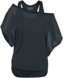 Musta T-paita lepakkohihoilla, Black Premium by EMP, T-paita