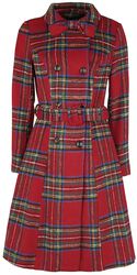 Margaret Red Plaid Coat with Removable Bow, Voodoo Vixen, Pitkät Takit