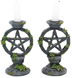 Wiccan Pentagram Candlesticks, Anne Stokes, Kynttilänjalka
