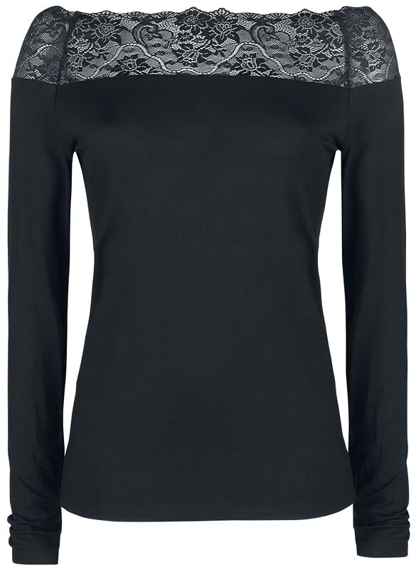 Black Long-Sleeve Shirt with Lace