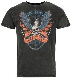 T-paita old school -tyylisillä siivillä ja pääkallolla, Rock Rebel by EMP, T-paita