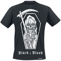 T-paita viikatemiespainatuksella, Black Blood by Gothicana, T-paita