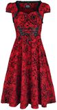 Red Flocked Victorian Dress, H&R London, Keskipitkä mekko