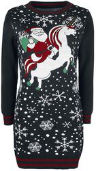 Santa Riding Unicorn, Ugly Christmas Sweater, Keskipitkä mekko