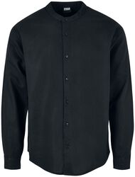 Cotton linen stand-up collar shirt paita, Urban Classics, Pitkähihainen