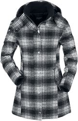 Checkered Short Coat, Black Premium by EMP, Lyhyt takki