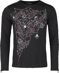 Pitkähihainen paita hämähäinverkolla ja lehdillä, Gothicana by EMP, Pitkähihainen paita