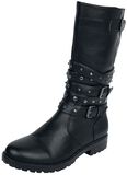 High Studded Strap Boot, Black Premium by EMP, Saappaat