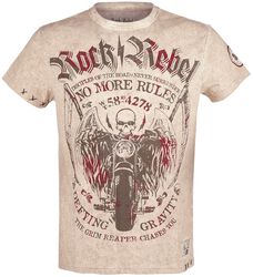 Beige T-paita pyöreällä pääntiellä ja painatuksella, Rock Rebel by EMP, T-paita