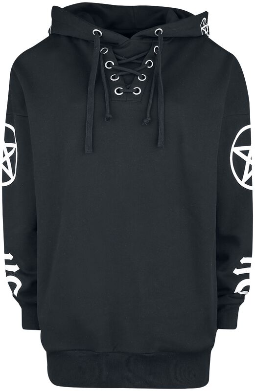 Black hoodie with symbol prints