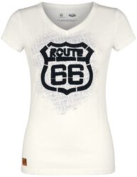 Rock Rebel X Route 66 - valkoinen T-paita flokkipainatuksella