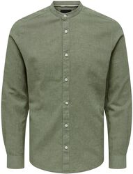ONSCaiden LS Solid Linen MAO Shirt, ONLY and SONS, Pitkähihainen