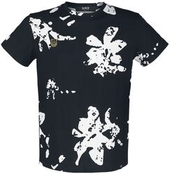 T-paita valkoisilla kukilla ja pienellä brodeerauksella, Black Premium by EMP, T-paita