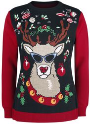Reindeer With Sunglasses, Ugly Christmas Sweater, Jouluneule
