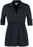Roll-Up Sleeve Blouse, Black Premium by EMP, Pusero