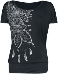Musta T-paita painatuksella ja pyöreällä pääntiellä, Gothicana by EMP, T-paita