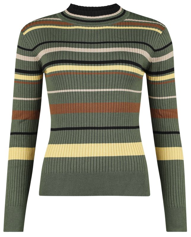 High-neck striped 70s jumper