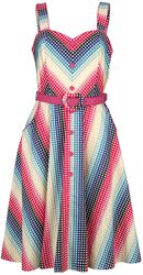 Serene Rainbow Gingham Flare Dress, Voodoo Vixen, Keskipitkä mekko