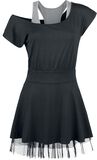 Kerrostyylinen mekko pitsihameella, Black Premium by EMP, Lyhyt mekko