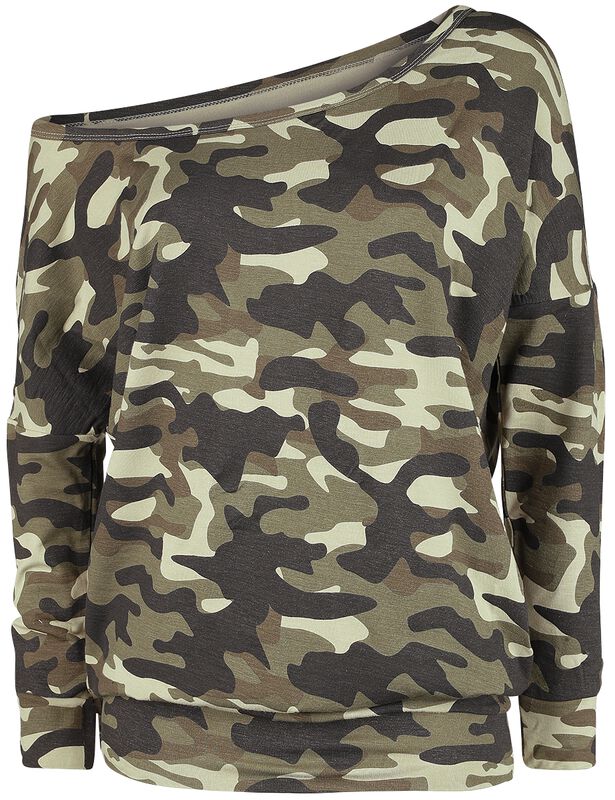 Camouflage Longsleeve with Boat Neckline
