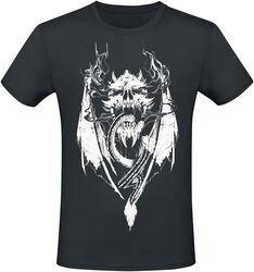 T-Shirt With Dragon And Skull Frontprint, Gothicana by EMP, T-paita