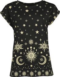 T-shirt with sun, stars and moon, Gothicana by EMP, T-paita