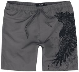 Swim Shorts with Raven Print, Black Premium by EMP, Uimashortsit