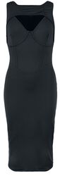 Bodycon Dress with Double Neckline, Black Premium by EMP, Keskipitkä mekko
