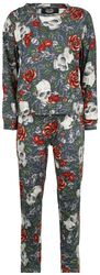 Pyjama all-over-painatuksella ja ruusukuvioilla, Rock Rebel by EMP, Pyjama