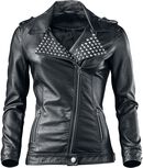 Studded Faux Leather Jacket, Black Premium by EMP, Keinonahkatakki