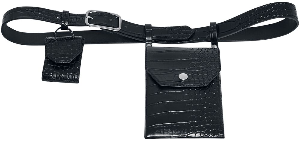 Croco Synthetic Leather Belt With Pouch vyölaukku