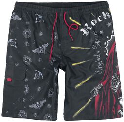 Swim Shorts With Old School Print, Rock Rebel by EMP, Uimashortsit