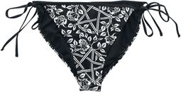 Mustat bikinihousut pentagrammi- ja ruusukuvioilla, Gothicana by EMP, Bikinialaosa