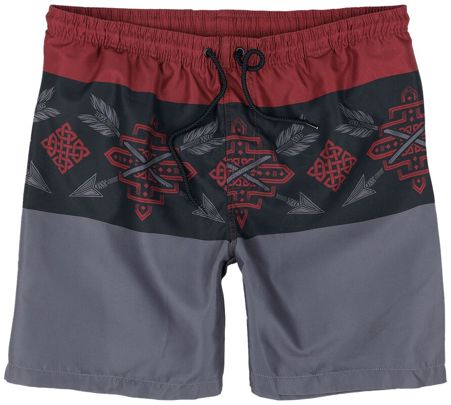 Tricolor Swim Shorts with Arrow Print