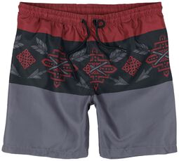Tricolor Swim Shorts with Arrow Print, Black Premium by EMP, Uimashortsit