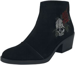 Boot with Rose an Skull embroidery, Rock Rebel by EMP, Saappaat