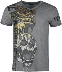 T-paita pääkallo- ja kruunupainatuksella, Rock Rebel by EMP, T-paita